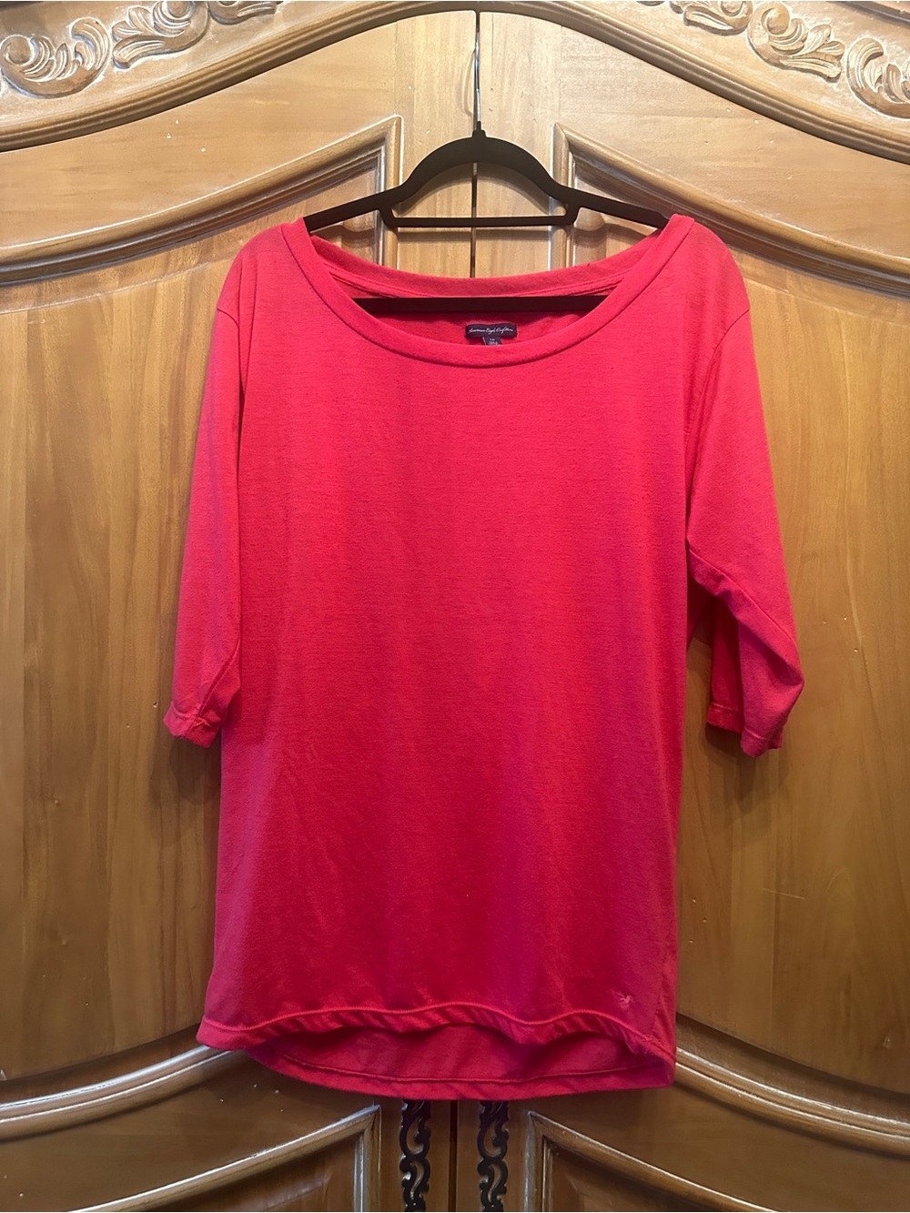 American Eagle Outfitters Red Boatneck Short Sleeve Top